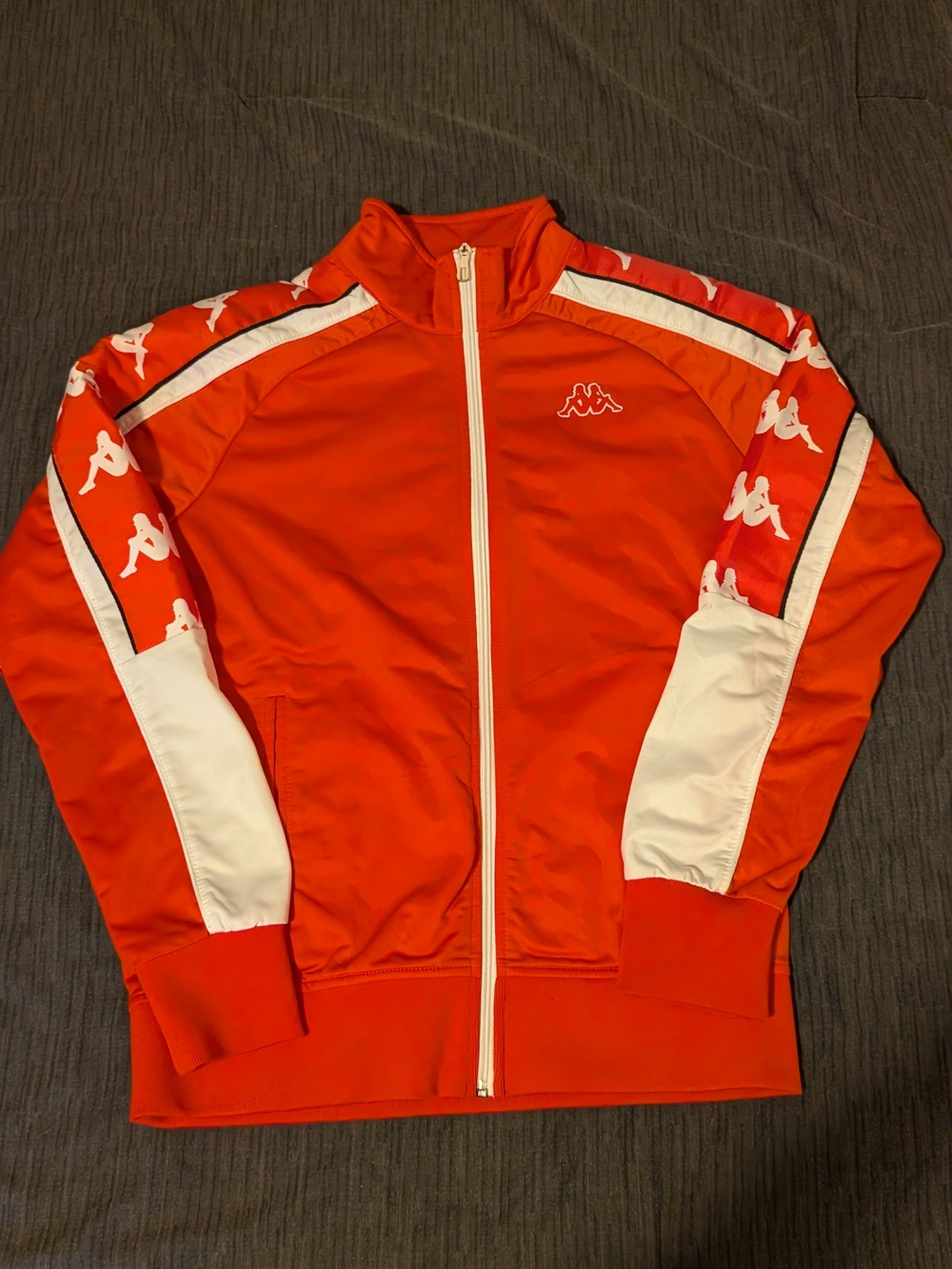 Kappa Banda Track Jacket Mens M Orange White Logo Tape